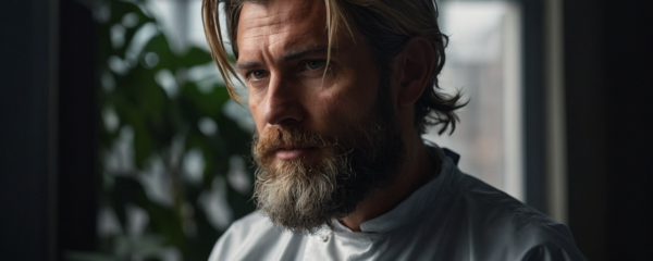 homme barbu cheveux long coiffeur