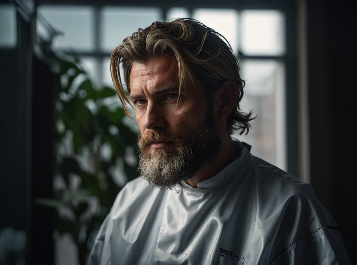 homme barbu cheveux long coiffeur