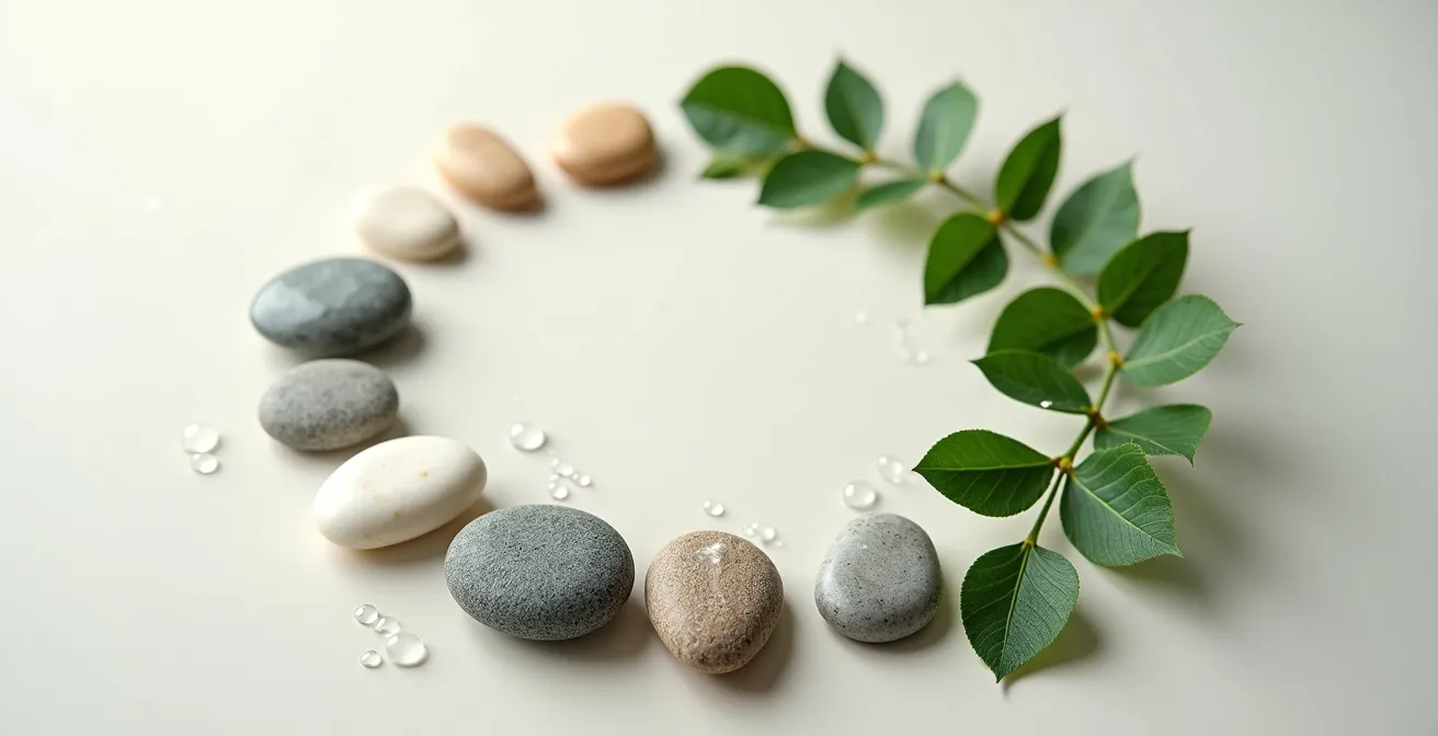 Représentation symbolique d'un cycle continu de santé capillaire, montrant les phases d'équilibre et de maintenance